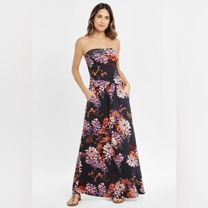Elegant Strapless Floral Dress